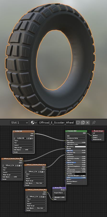  Low-Poly Offroad E-Scooter Wheel Low-poly 3D model_3