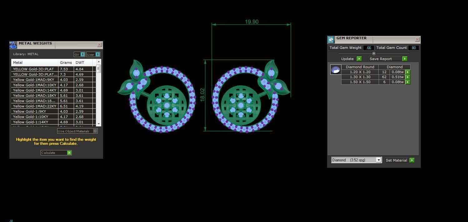 Earring Pendant Set 3dm STL OBJ FBX Renders Details 3D print model_10
