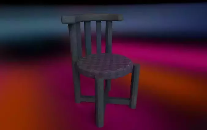 low poly game ready wooden chair