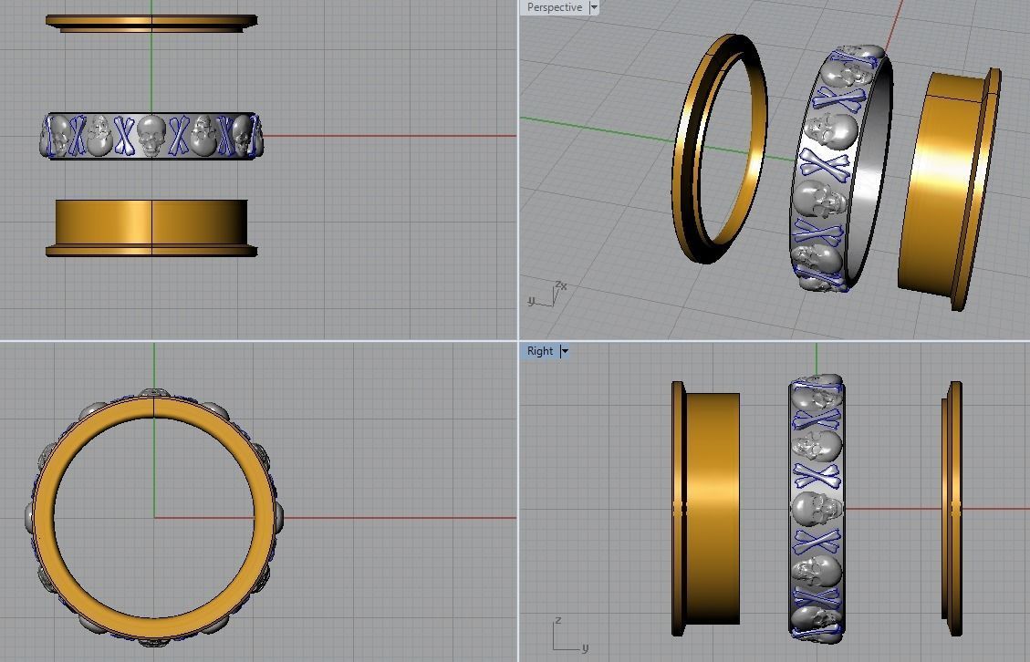 Skulls and bones band 3D print model_6