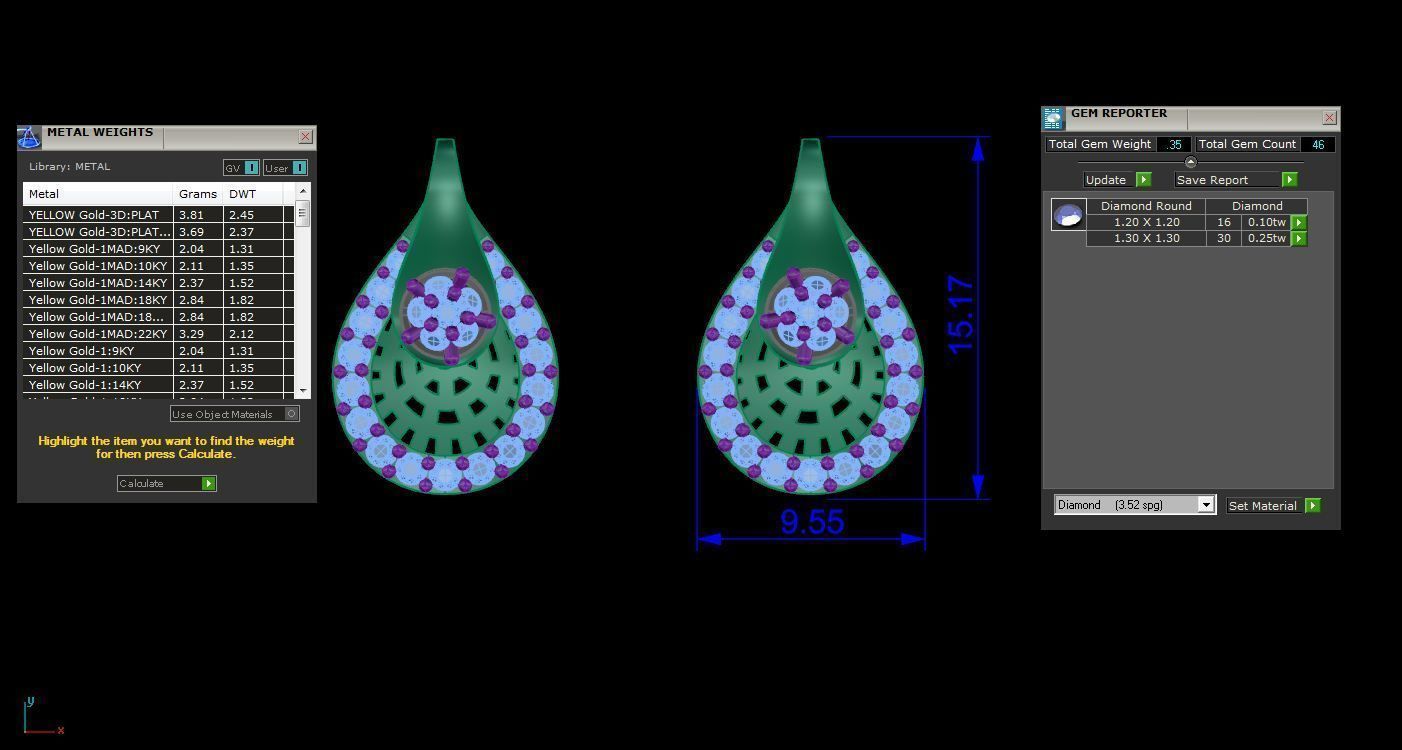 Earring Pendant Set 3dm STL OBJ FBX Renders Details 3D print model_10