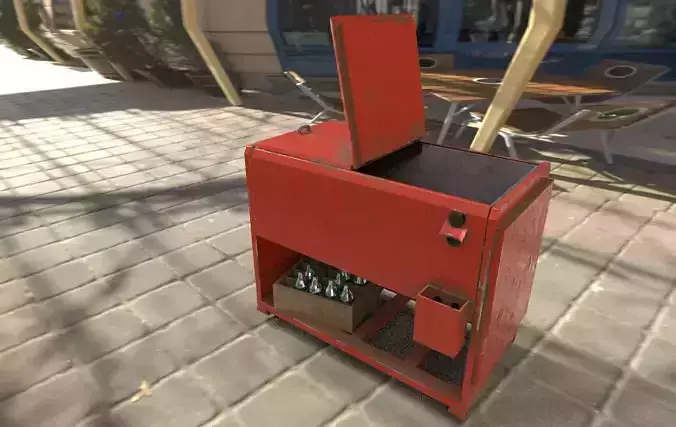 Low poly cooler game ready sandbox vending machine for sims Low-poly 3D model