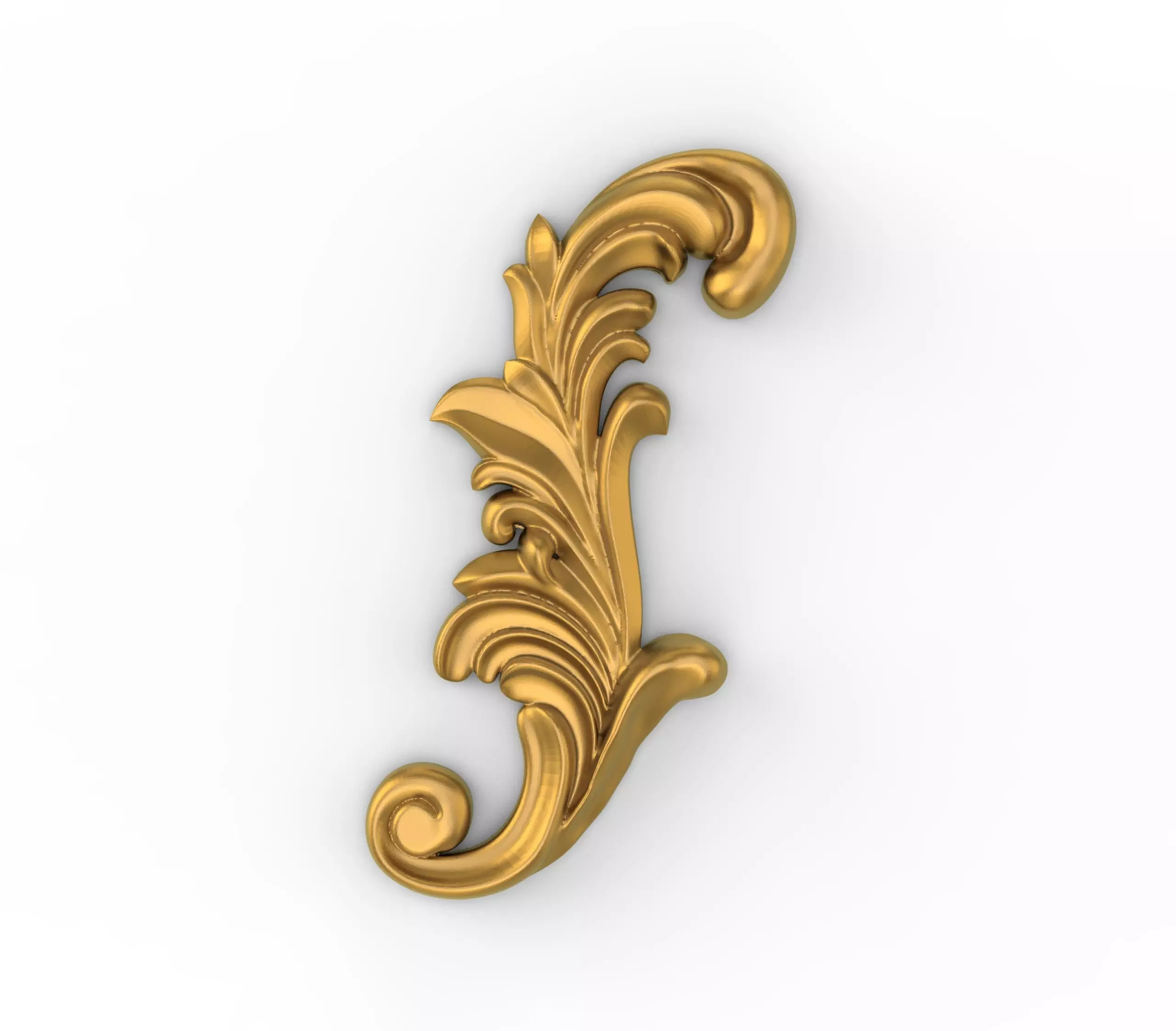 CARVING ornate gold letter f Low-poly 3D model_0