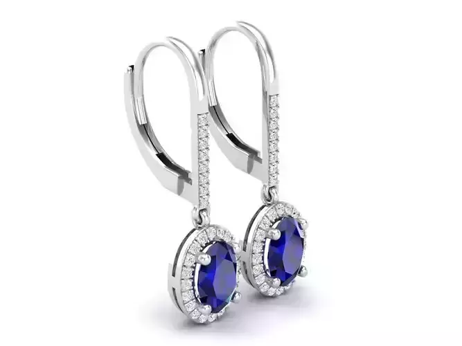AV 429 Diamond Ladies Halo Style Dangling Drop 3D print model