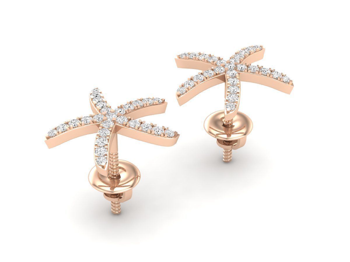 AV 431 Diamond Ladies Starfish Earrings 3D print model_12