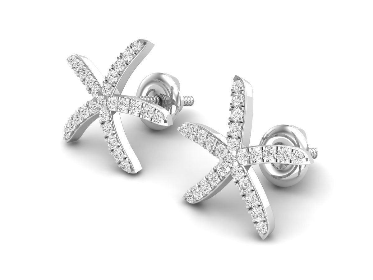 AV 431 Diamond Ladies Starfish Earrings 3D print model_1