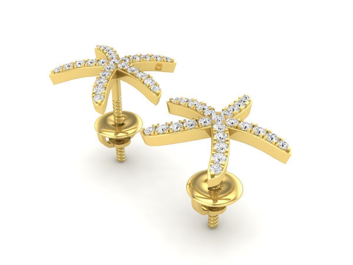 AV 431 Diamond Ladies Starfish Earrings 3D print model_4