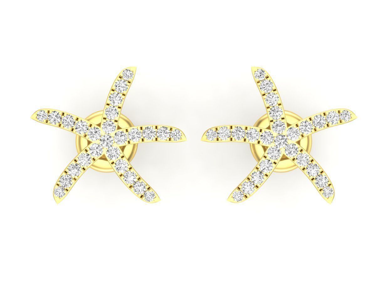 AV 431 Diamond Ladies Starfish Earrings 3D print model_14