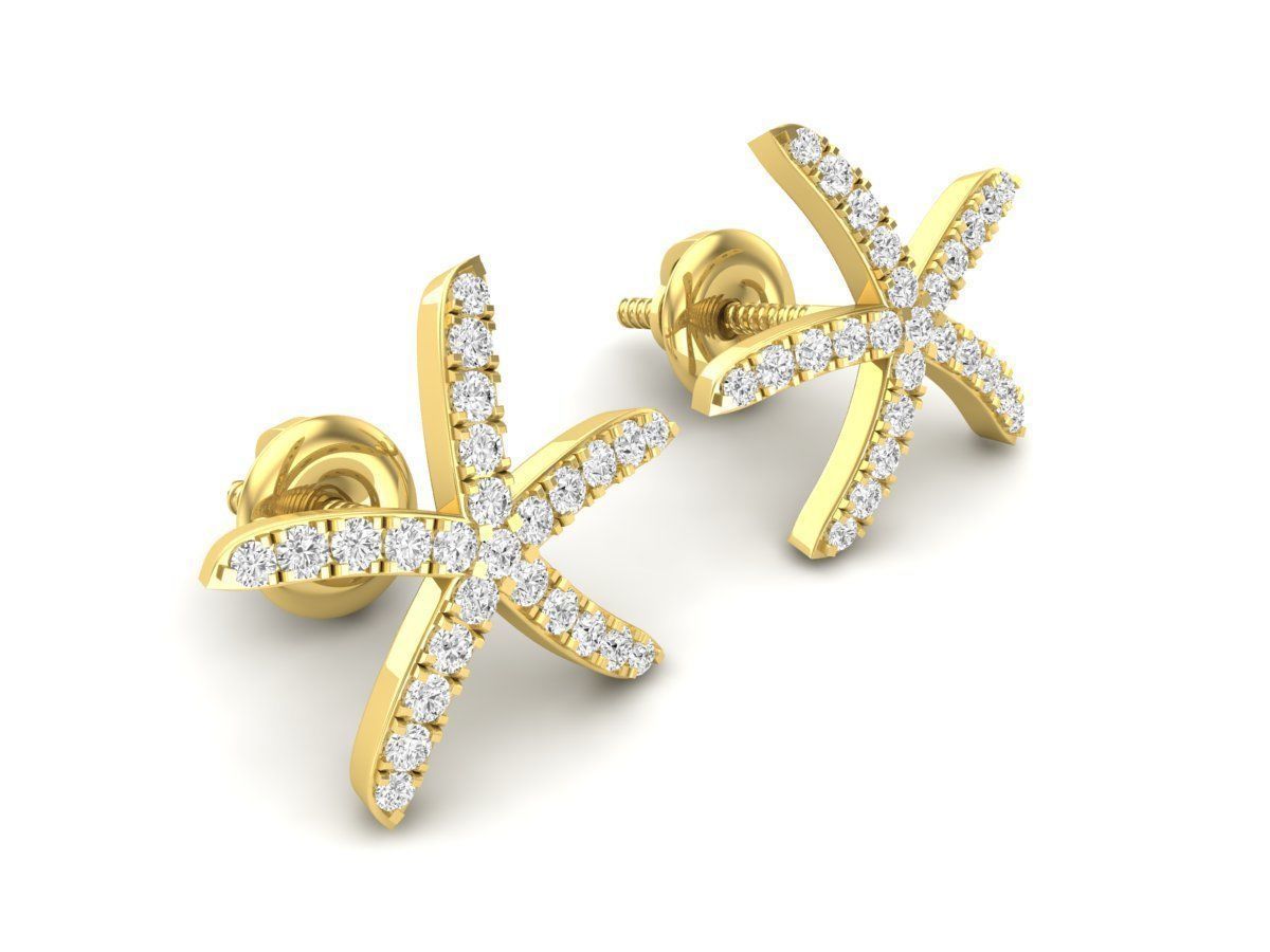 AV 431 Diamond Ladies Starfish Earrings 3D print model_6