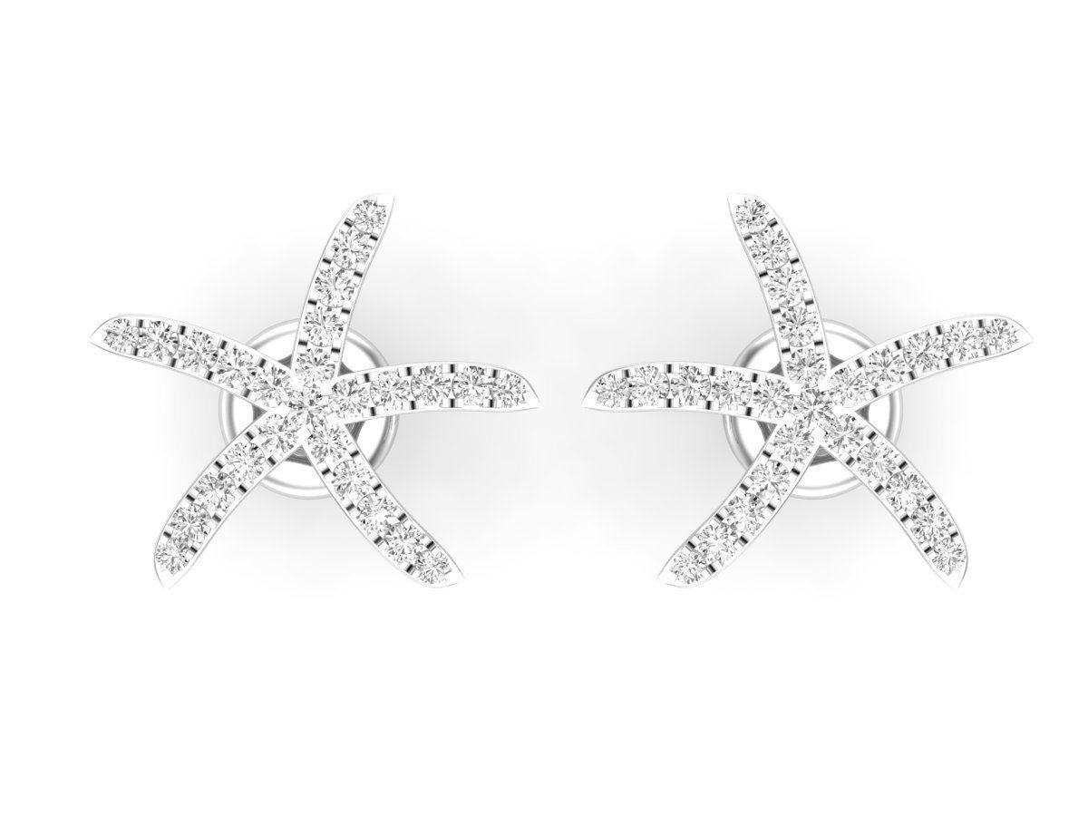 AV 431 Diamond Ladies Starfish Earrings 3D print model_15