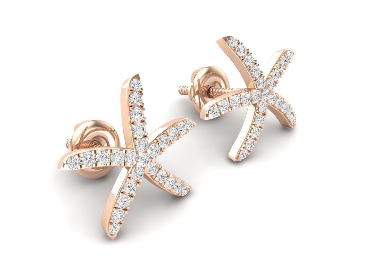 AV 431 Diamond Ladies Starfish Earrings 3D print model_8