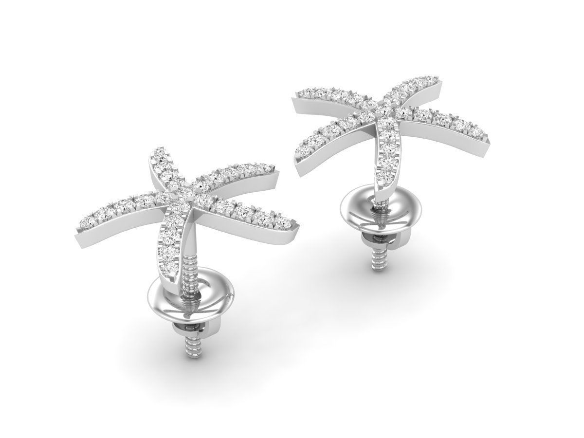 AV 431 Diamond Ladies Starfish Earrings 3D print model_11