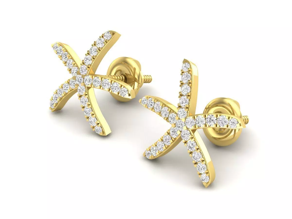 AV 431 Diamond Ladies Starfish Earrings 3D print model_0