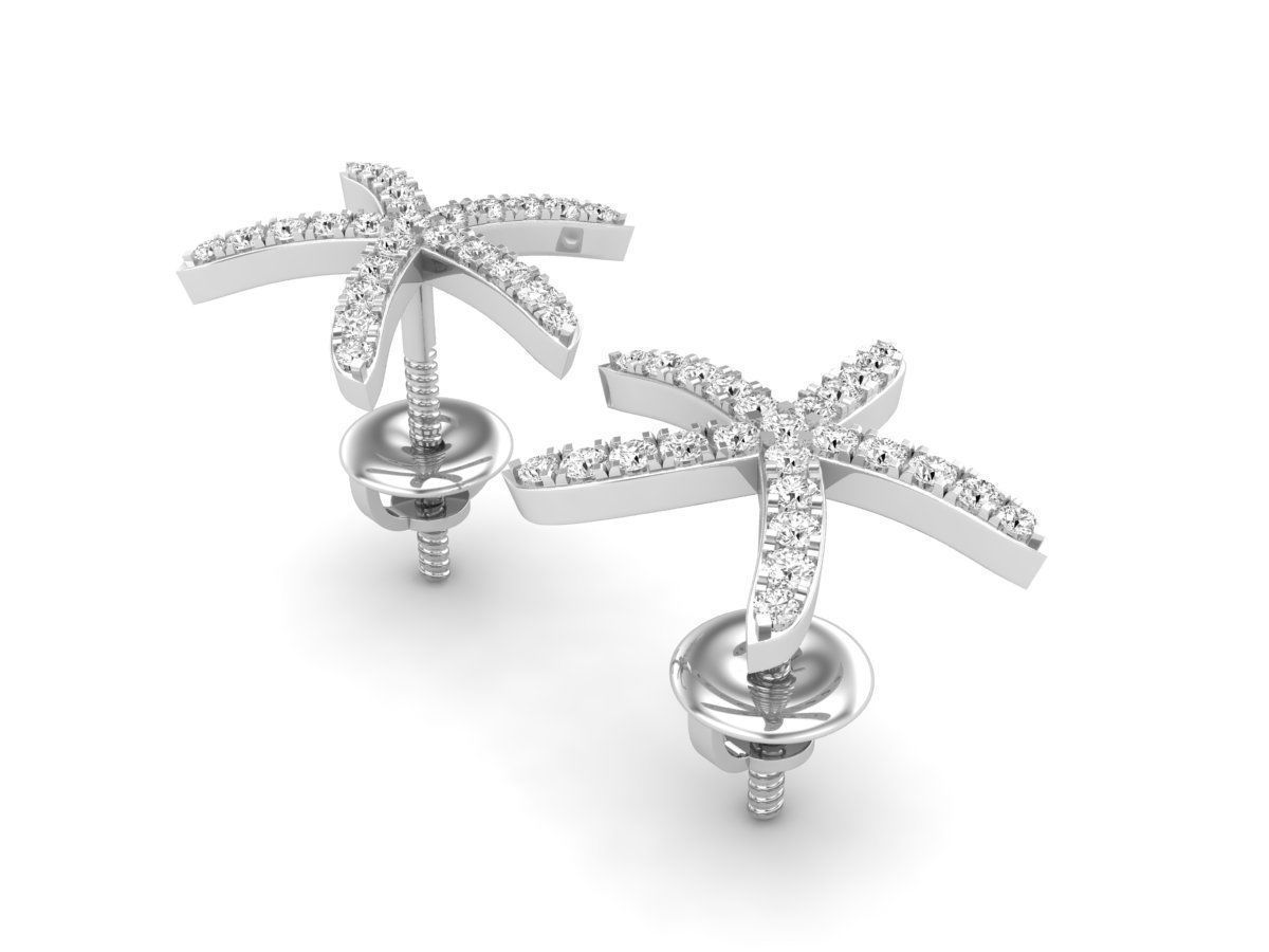 AV 431 Diamond Ladies Starfish Earrings 3D print model_5