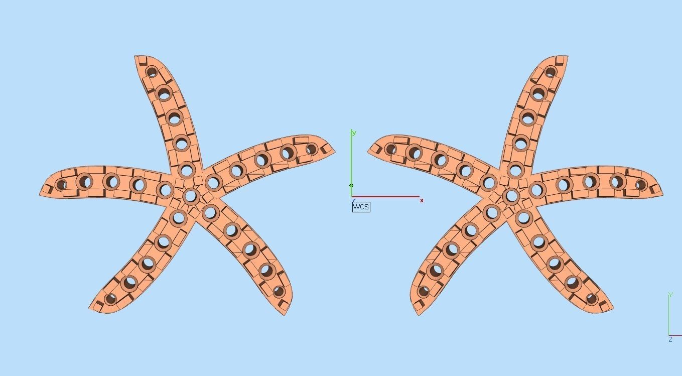 AV 431 Diamond Ladies Starfish Earrings 3D print model_10