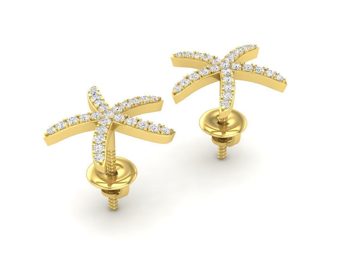 AV 431 Diamond Ladies Starfish Earrings 3D print model_13