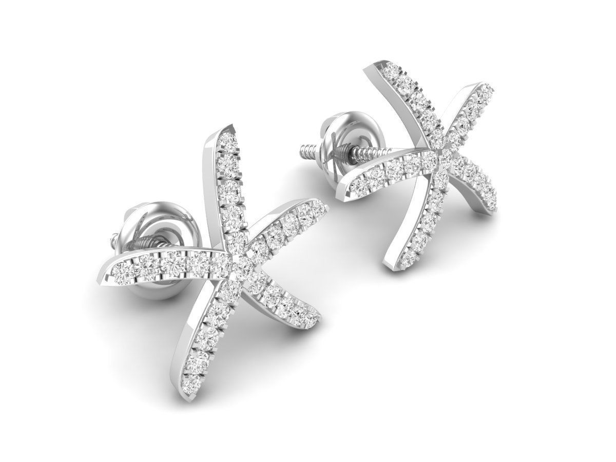AV 431 Diamond Ladies Starfish Earrings 3D print model_7