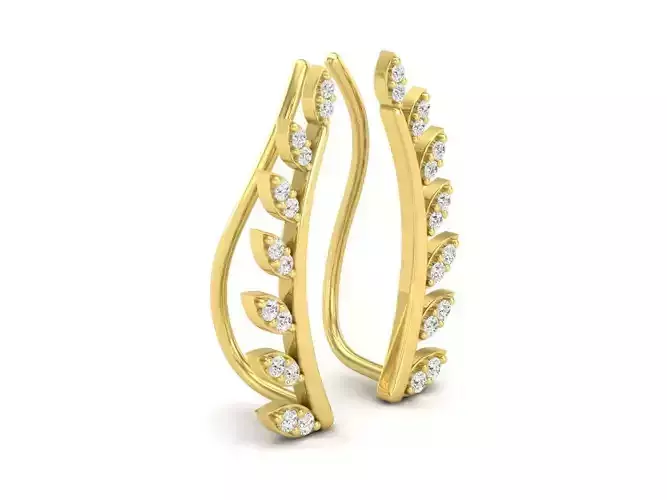 AV 432 Diamond Ladies Leaf Shaped Climber Earrings