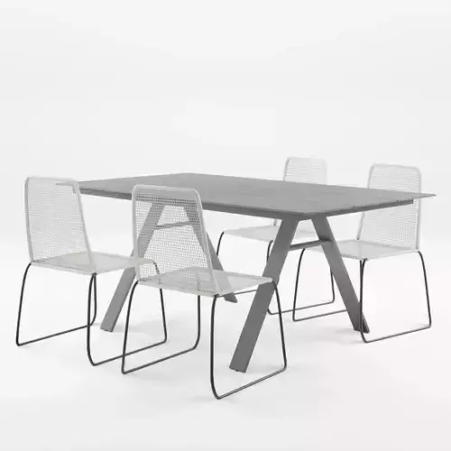 Davo Dining Set 1 Table and 4 Chairs 3D Model