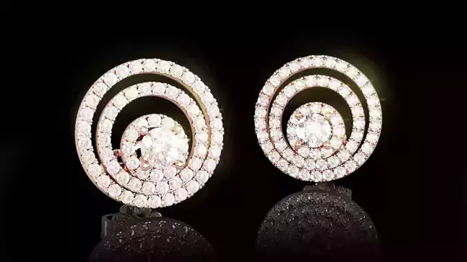 Triple Halo Earring 3D print model