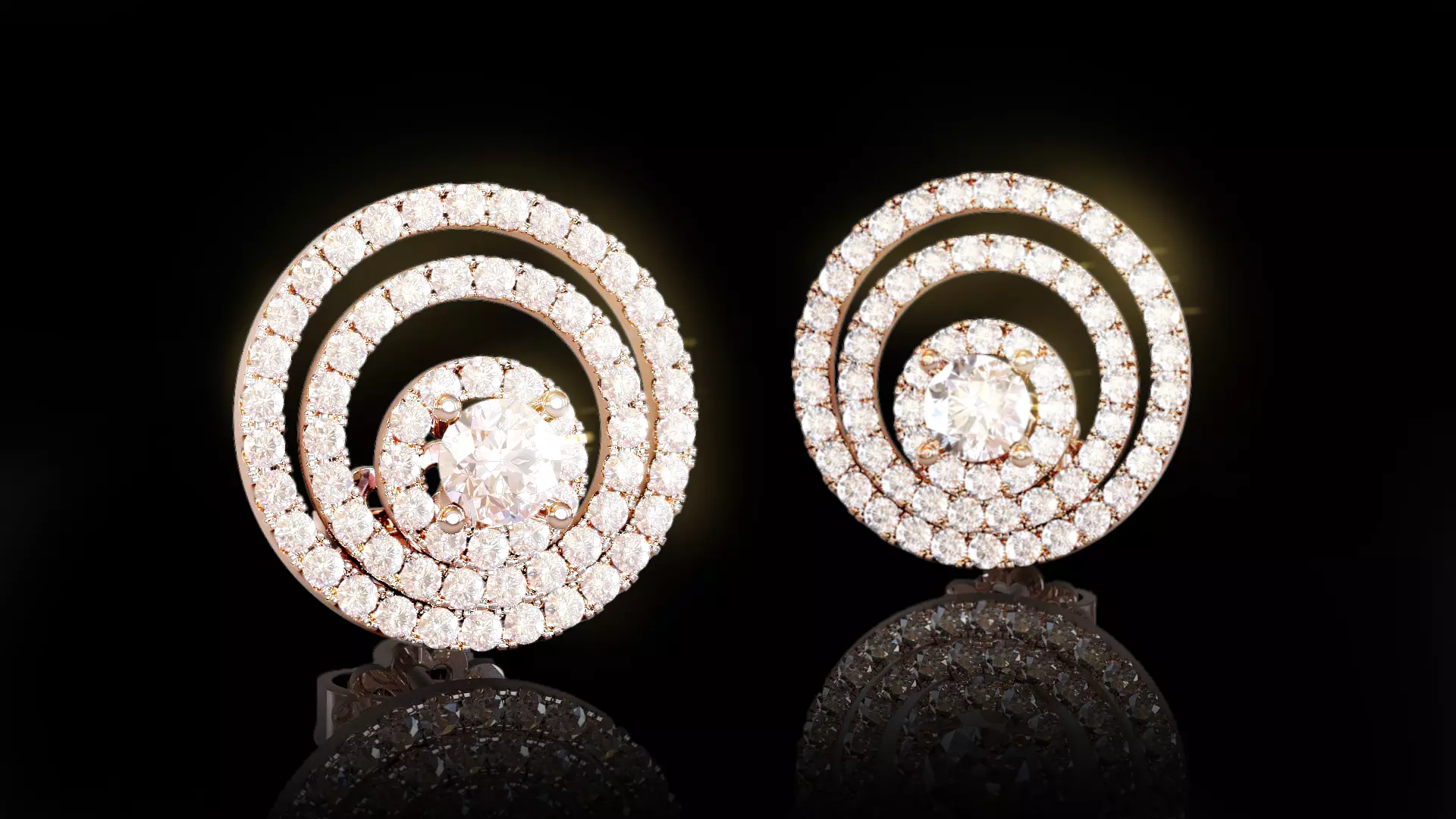 Triple Halo Earring 3D print model_0