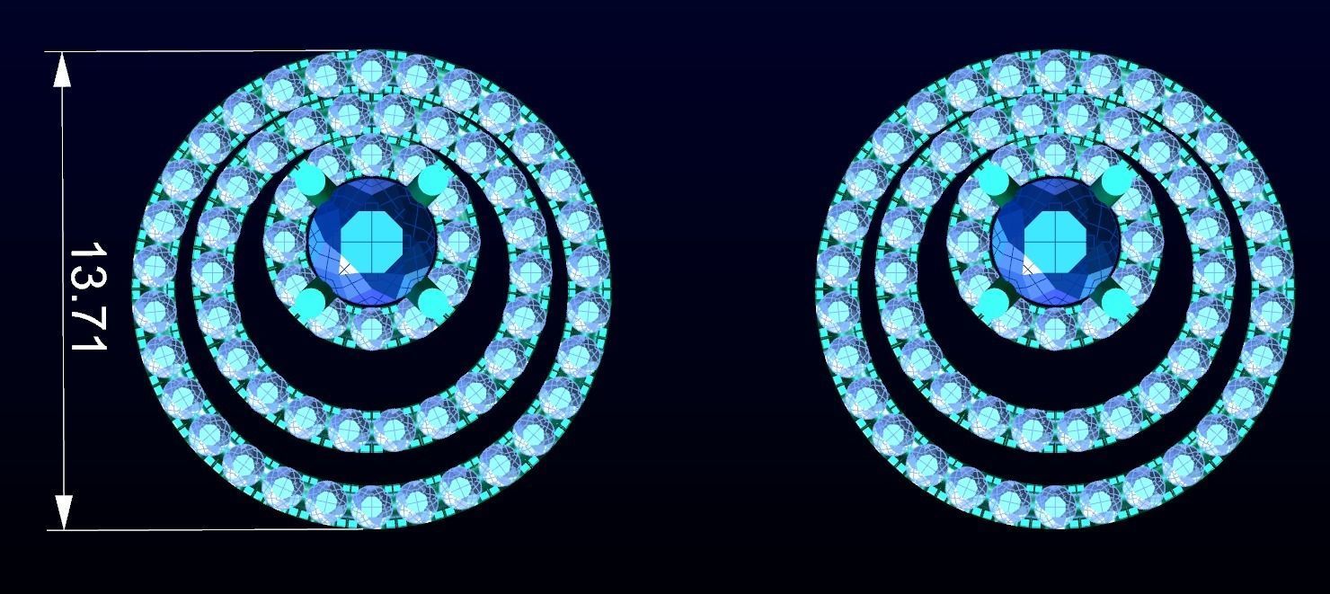 Triple Halo Earring 3D print model_2