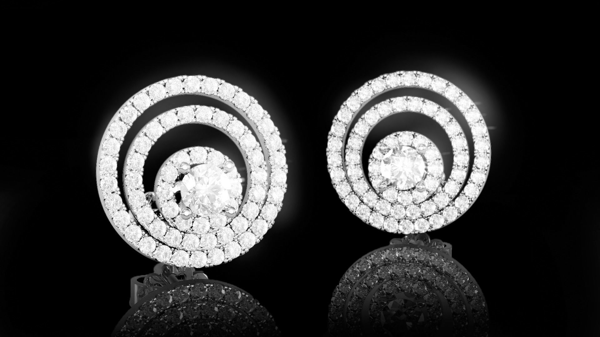 Triple Halo Earring 3D print model_1