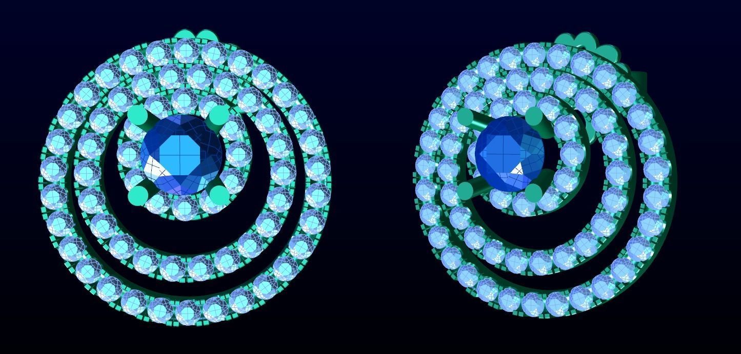 Triple Halo Earring 3D print model_4