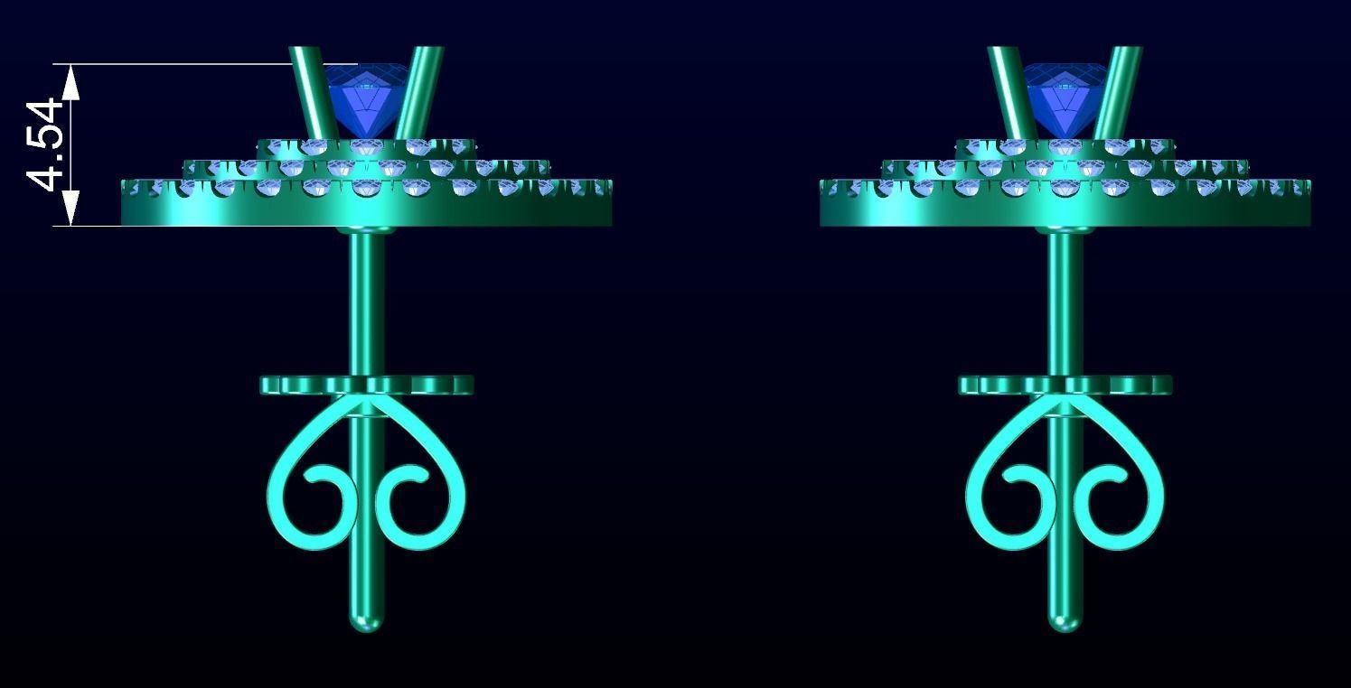 Triple Halo Earring 3D print model_3