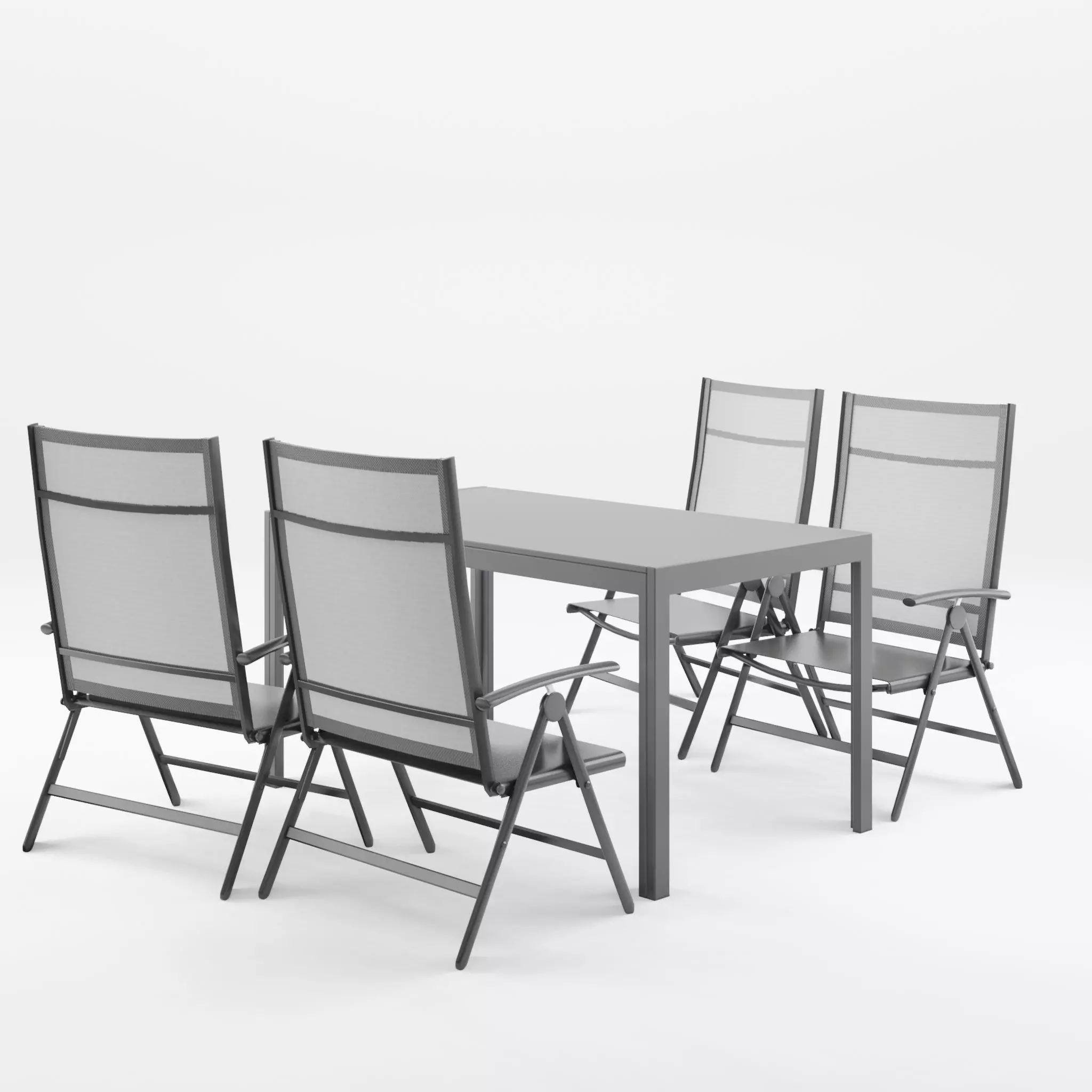 Mora Dining Set 1 Table and 4 Chairs 3D Model Low-poly 3D model_0