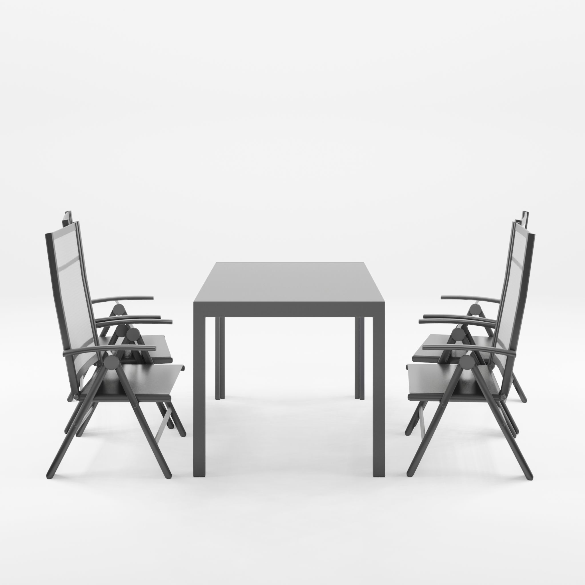 Mora Dining Set 1 Table and 4 Chairs 3D Model Low-poly 3D model_1