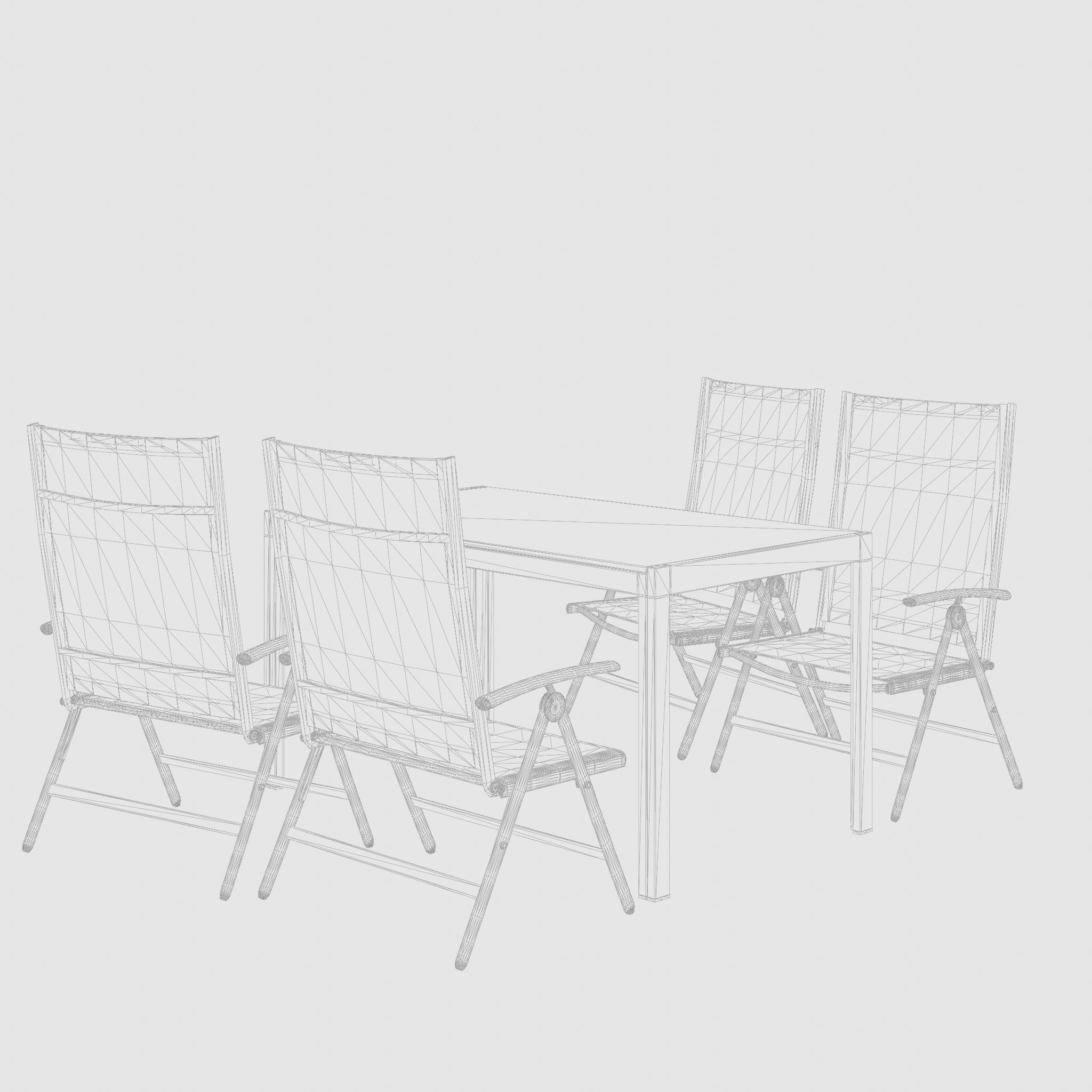 Mora Dining Set 1 Table and 4 Chairs 3D Model Low-poly 3D model_5