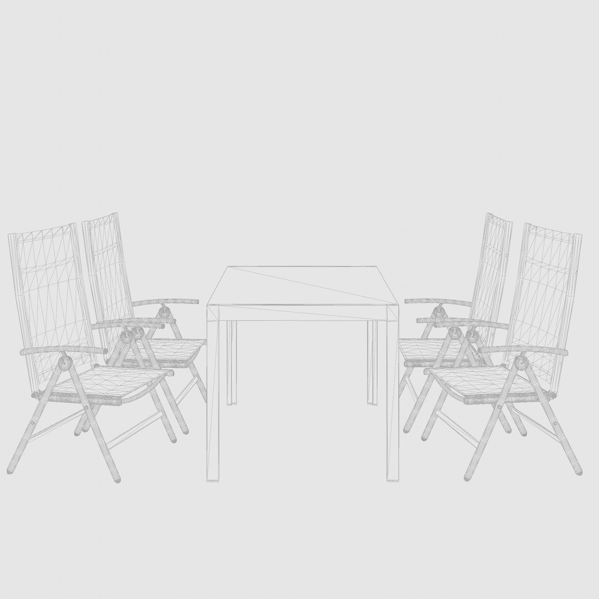 Mora Dining Set 1 Table and 4 Chairs 3D Model Low-poly 3D model_7