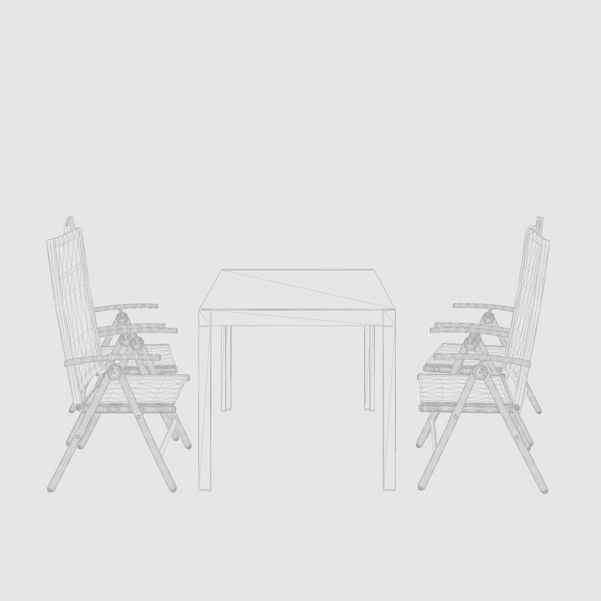 Mora Dining Set 1 Table and 4 Chairs 3D Model Low-poly 3D model_4