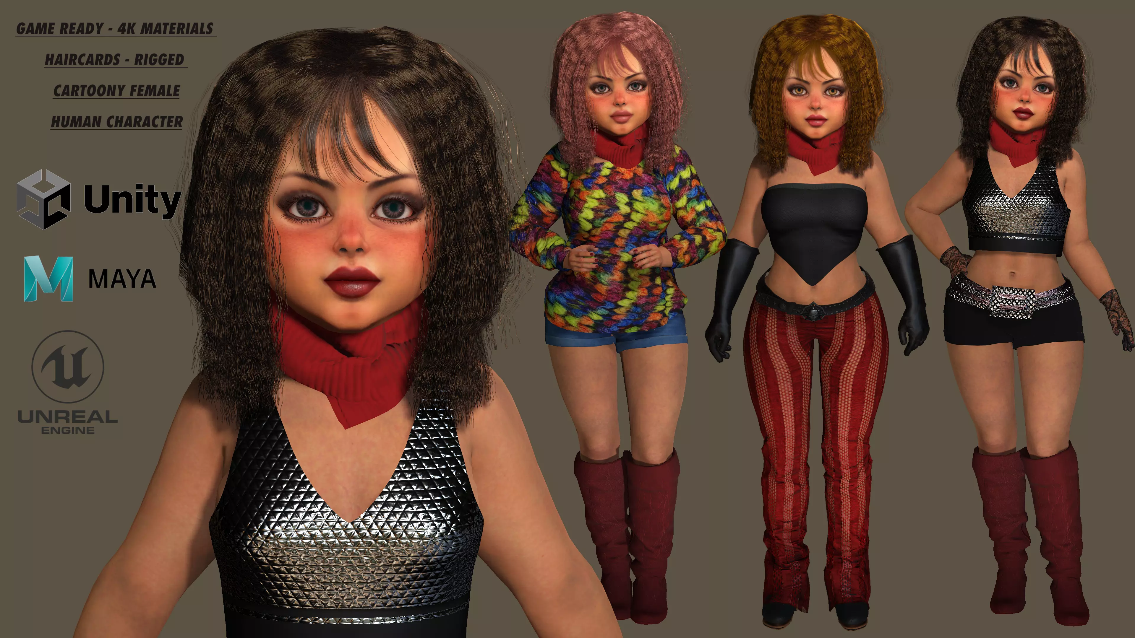 AAA 3D REALISTIC - STYLIZED BARBIE CHARACTER PACK 01- 4 Models 3D Model Collection_0
