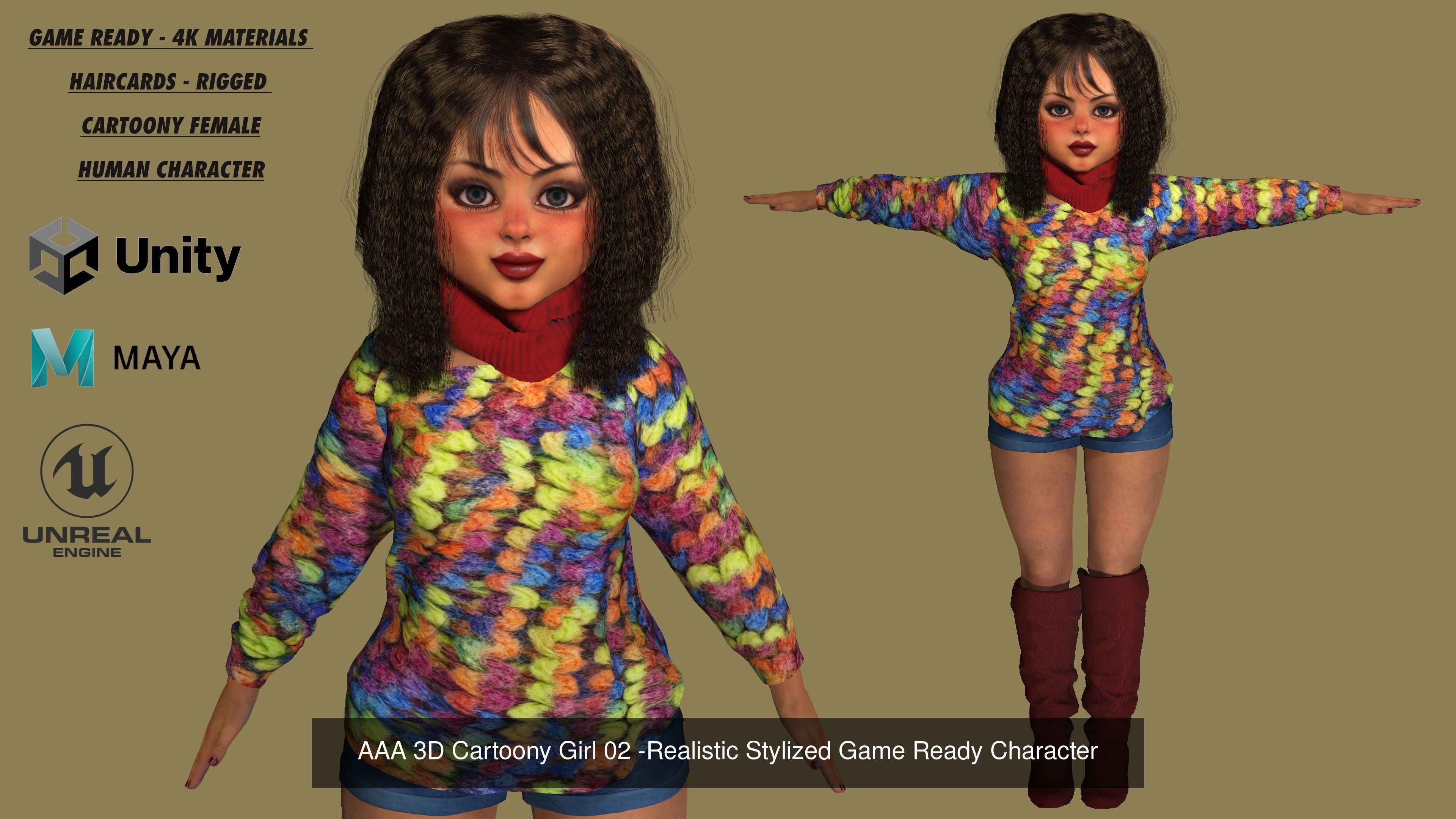 AAA 3D REALISTIC - STYLIZED BARBIE CHARACTER PACK 01- 4 Models 3D Model Collection_3