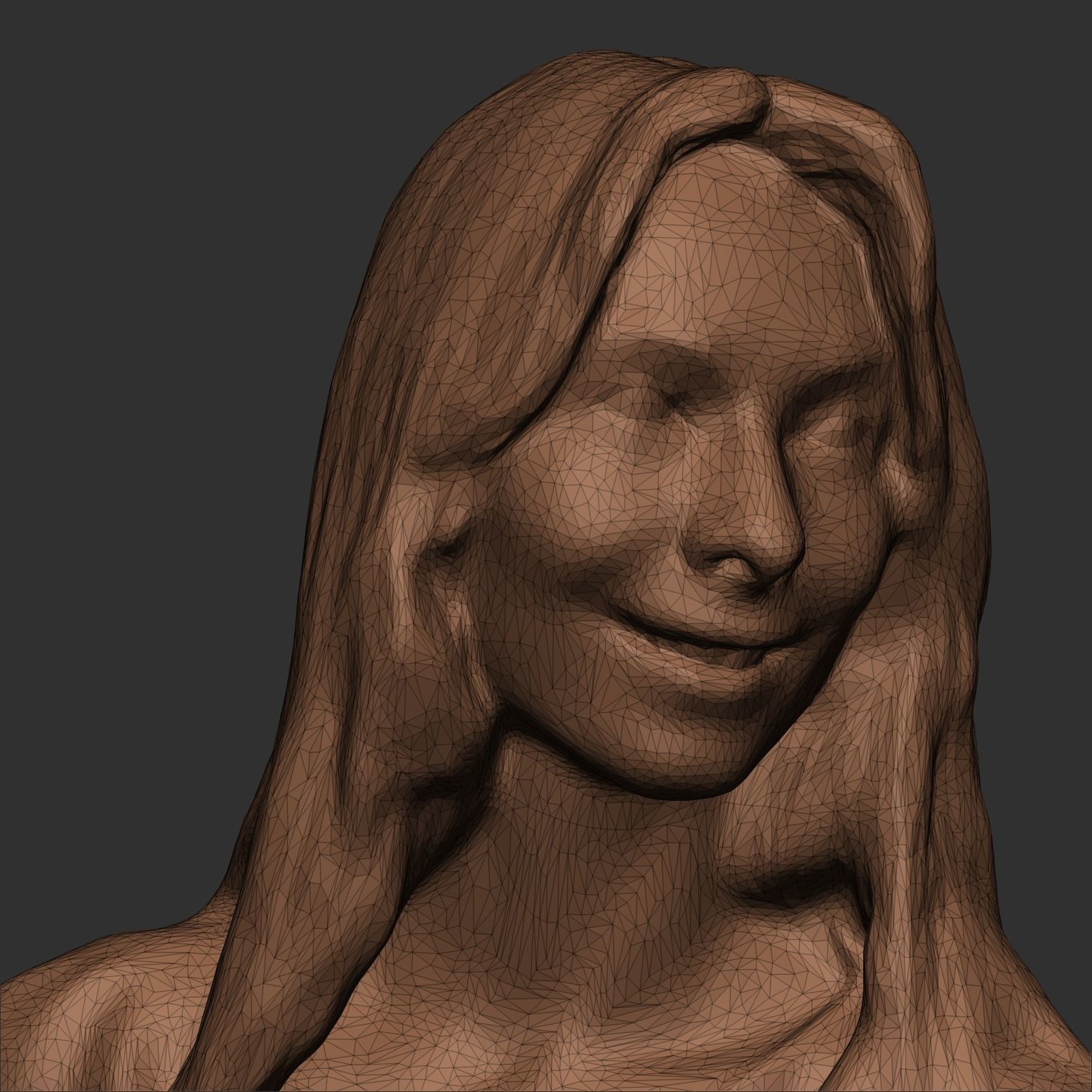 Beautiful woman in floral dress 390 Low-poly 3D model_8