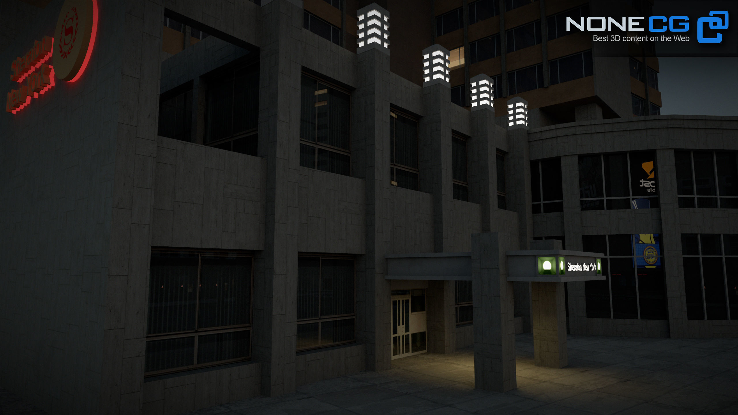 NYC Building Sheraton 7th Avenue Low-poly 3D model_22