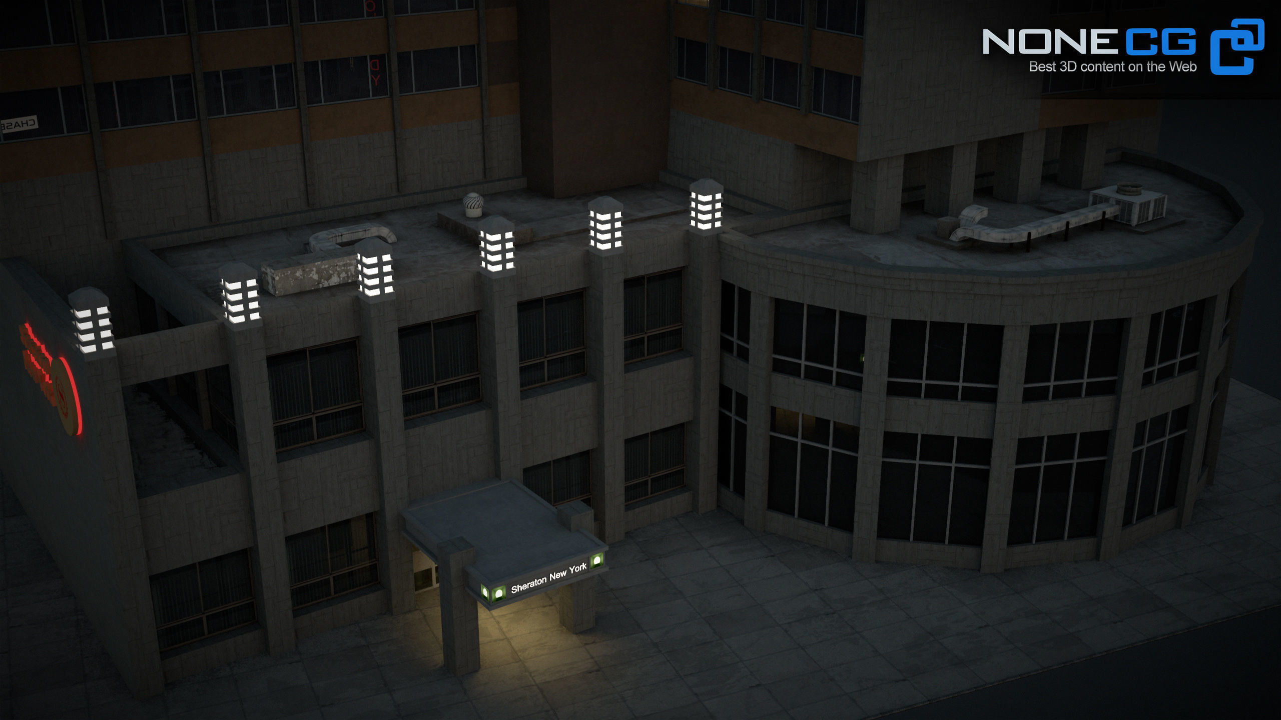 NYC Building Sheraton 7th Avenue Low-poly 3D model_19