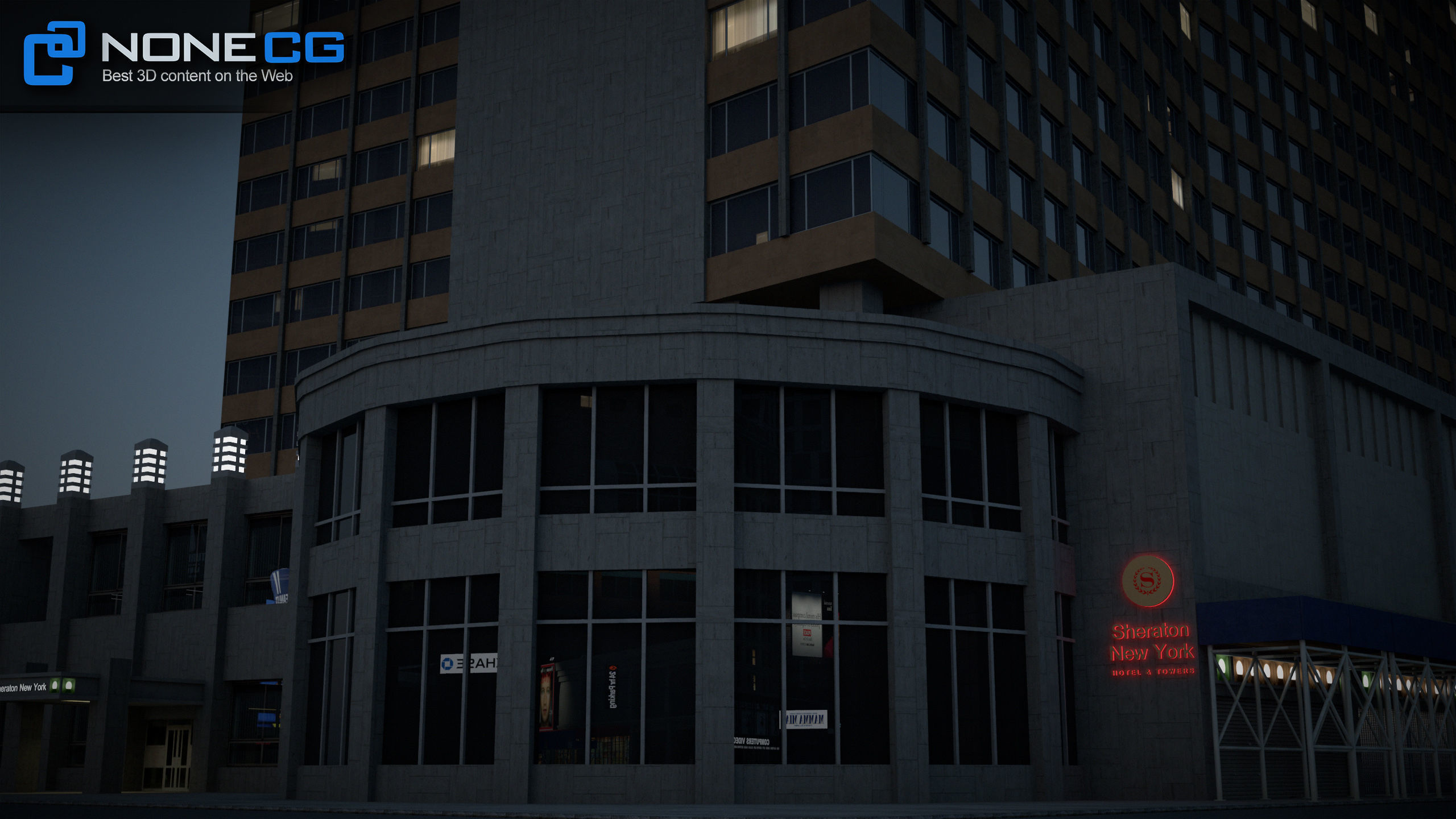 NYC Building Sheraton 7th Avenue Low-poly 3D model_5