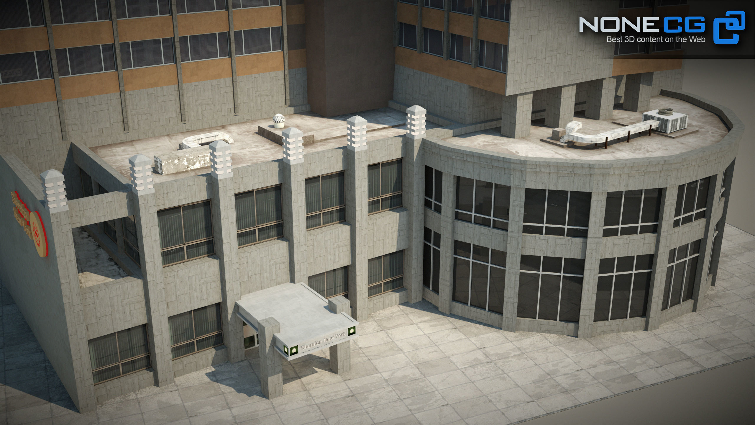 NYC Building Sheraton 7th Avenue Low-poly 3D model_18