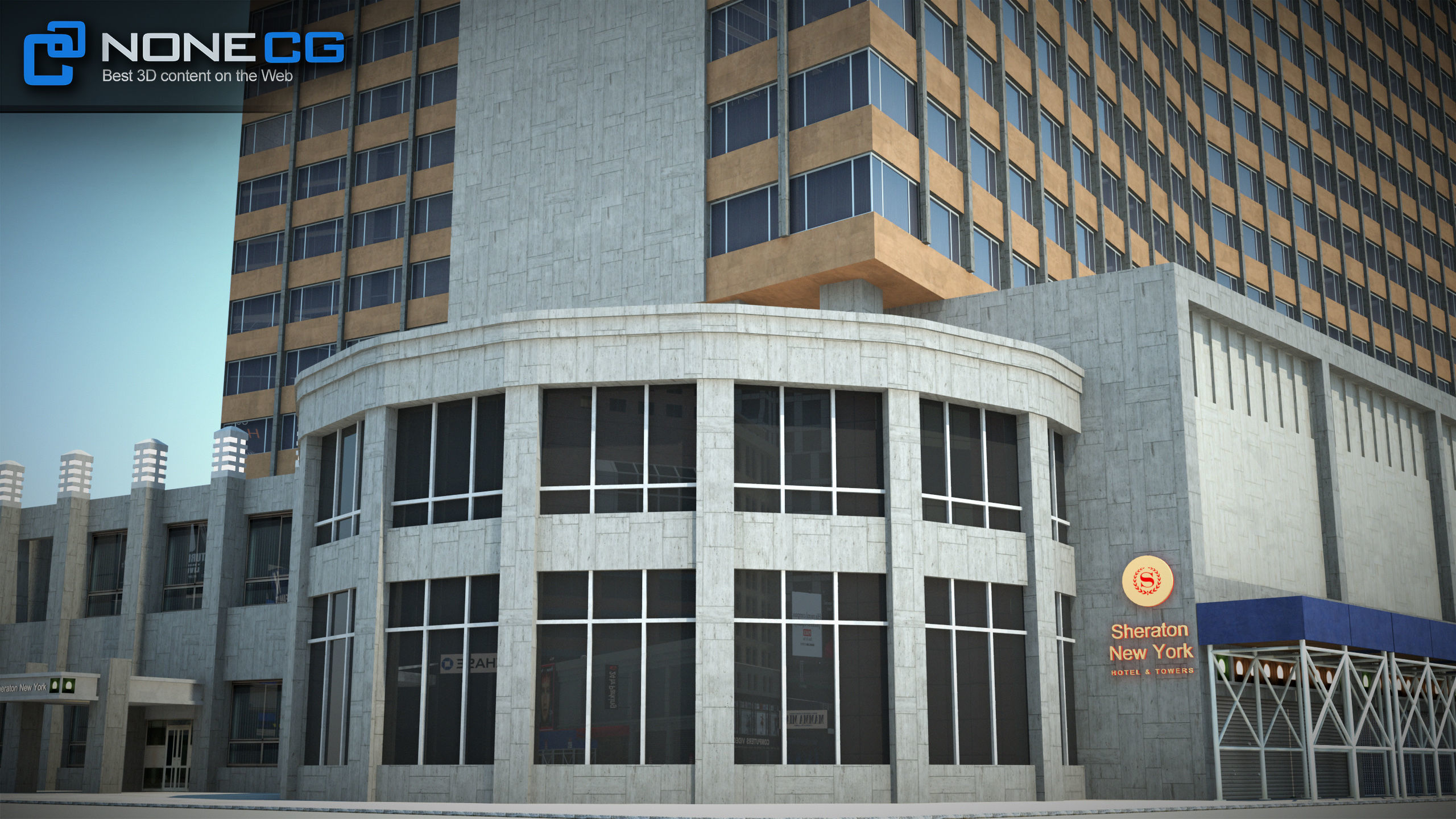 NYC Building Sheraton 7th Avenue Low-poly 3D model_4