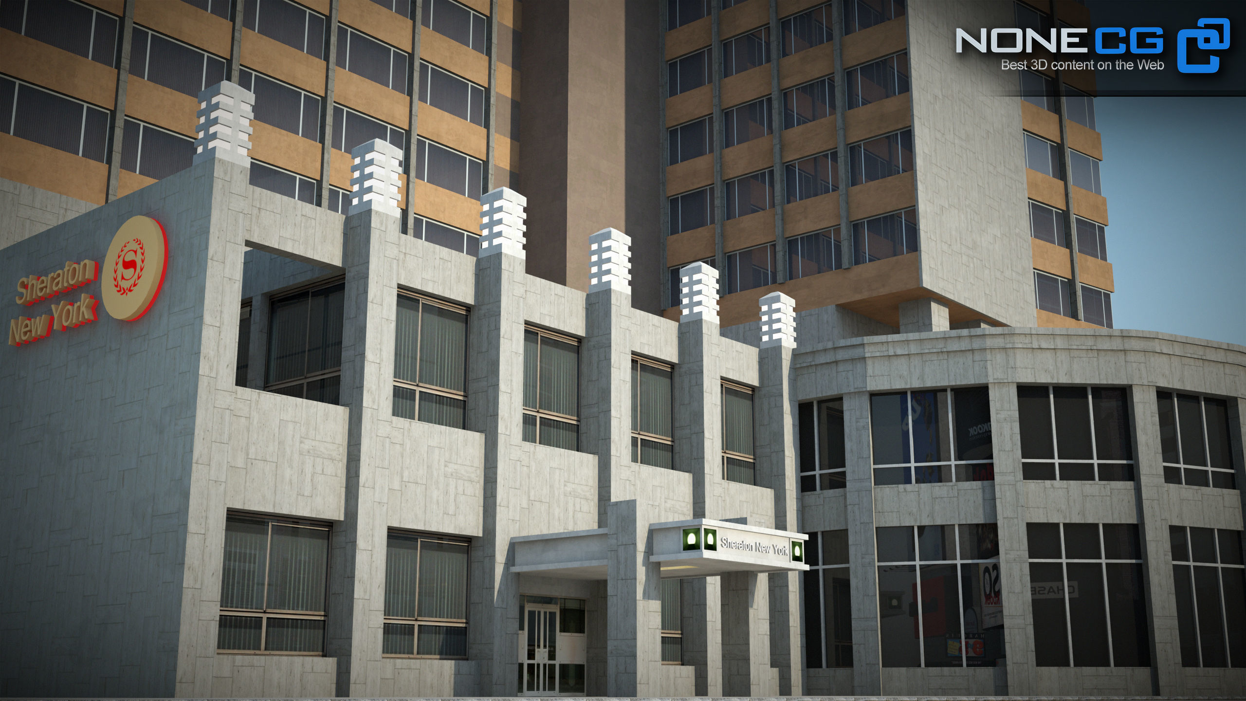 NYC Building Sheraton 7th Avenue Low-poly 3D model_1