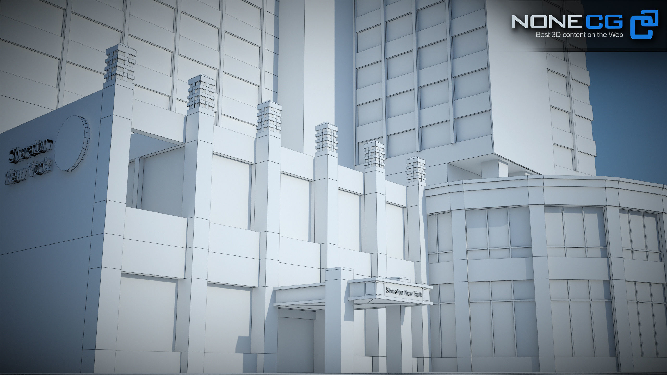 NYC Building Sheraton 7th Avenue Low-poly 3D model_3