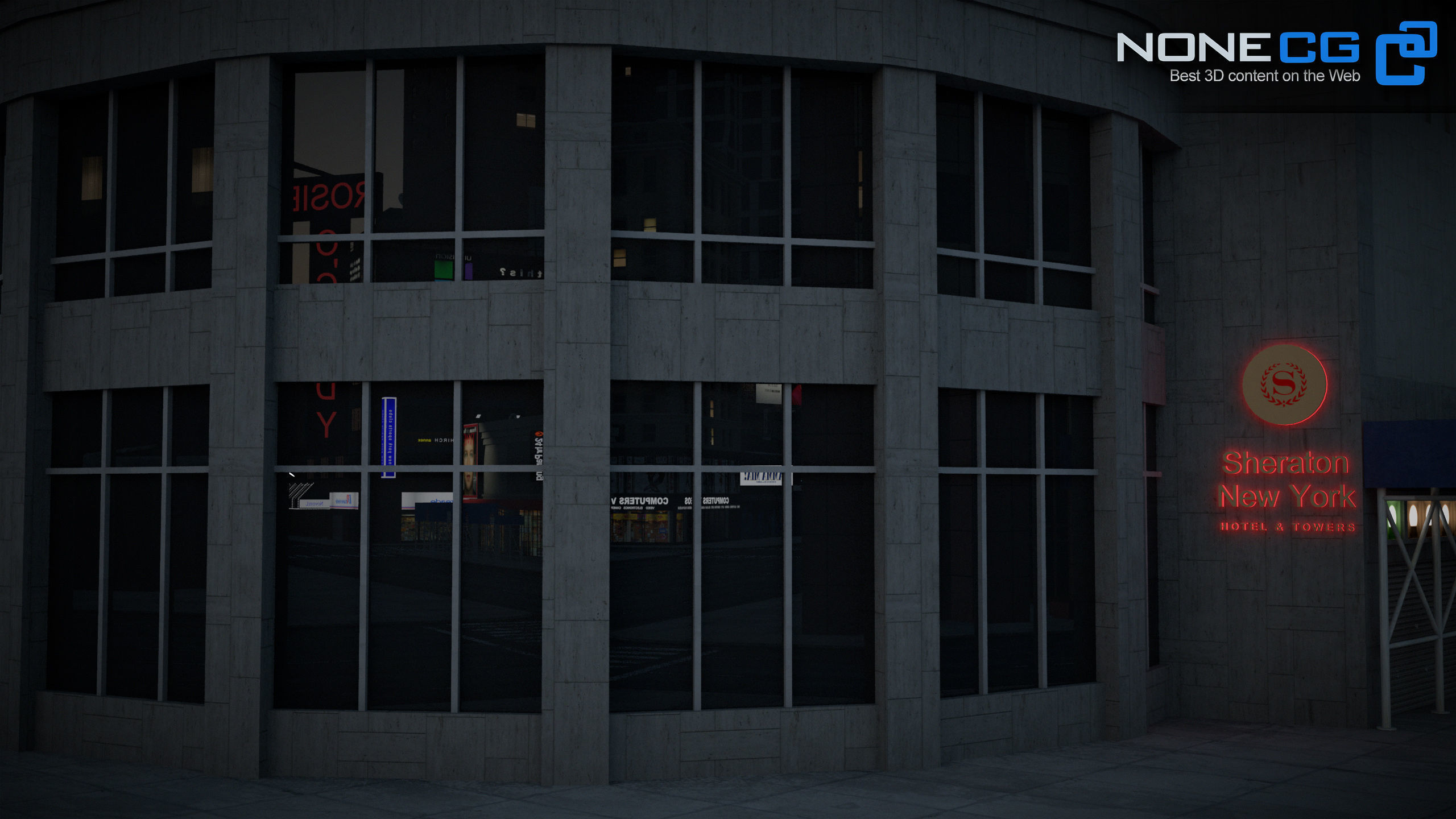 NYC Building Sheraton 7th Avenue Low-poly 3D model_14