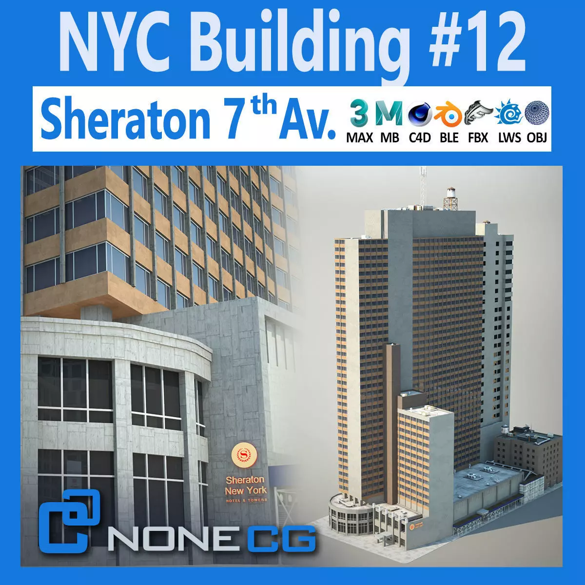 NYC Building Sheraton 7th Avenue Low-poly 3D model_0