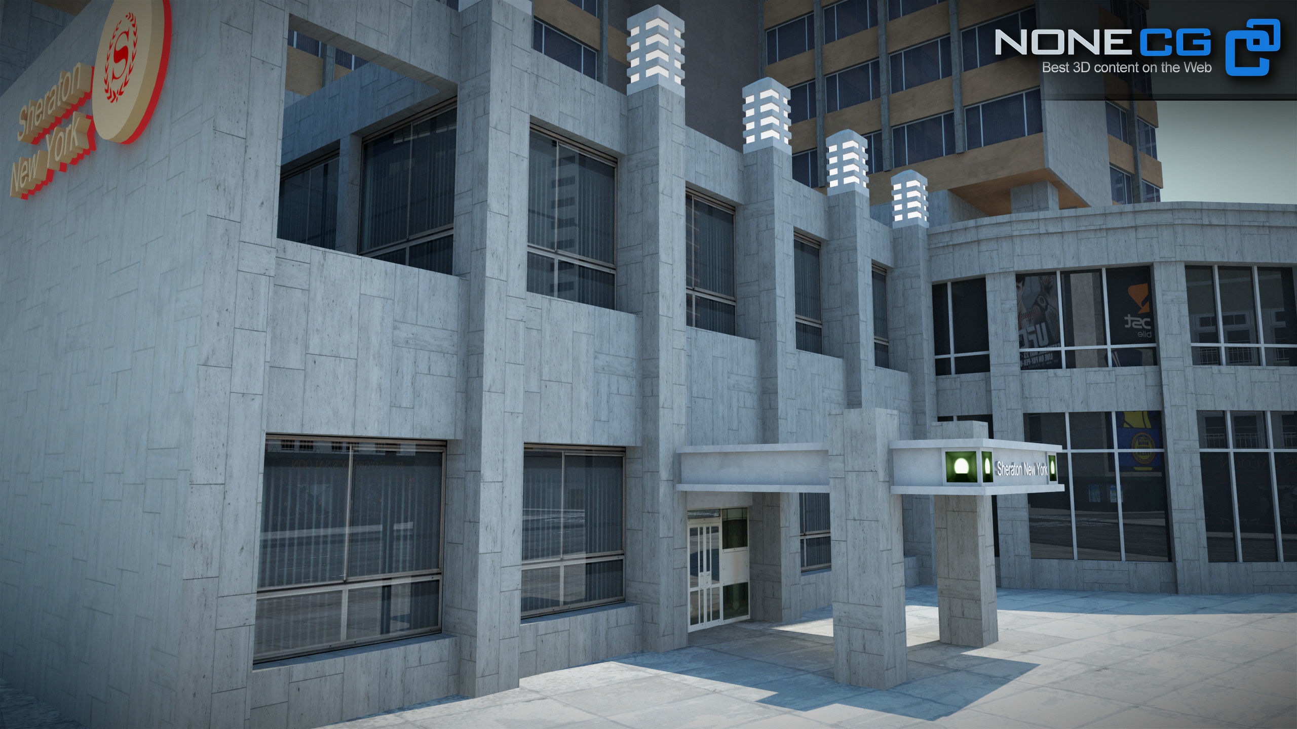 NYC Building Sheraton 7th Avenue Low-poly 3D model_21