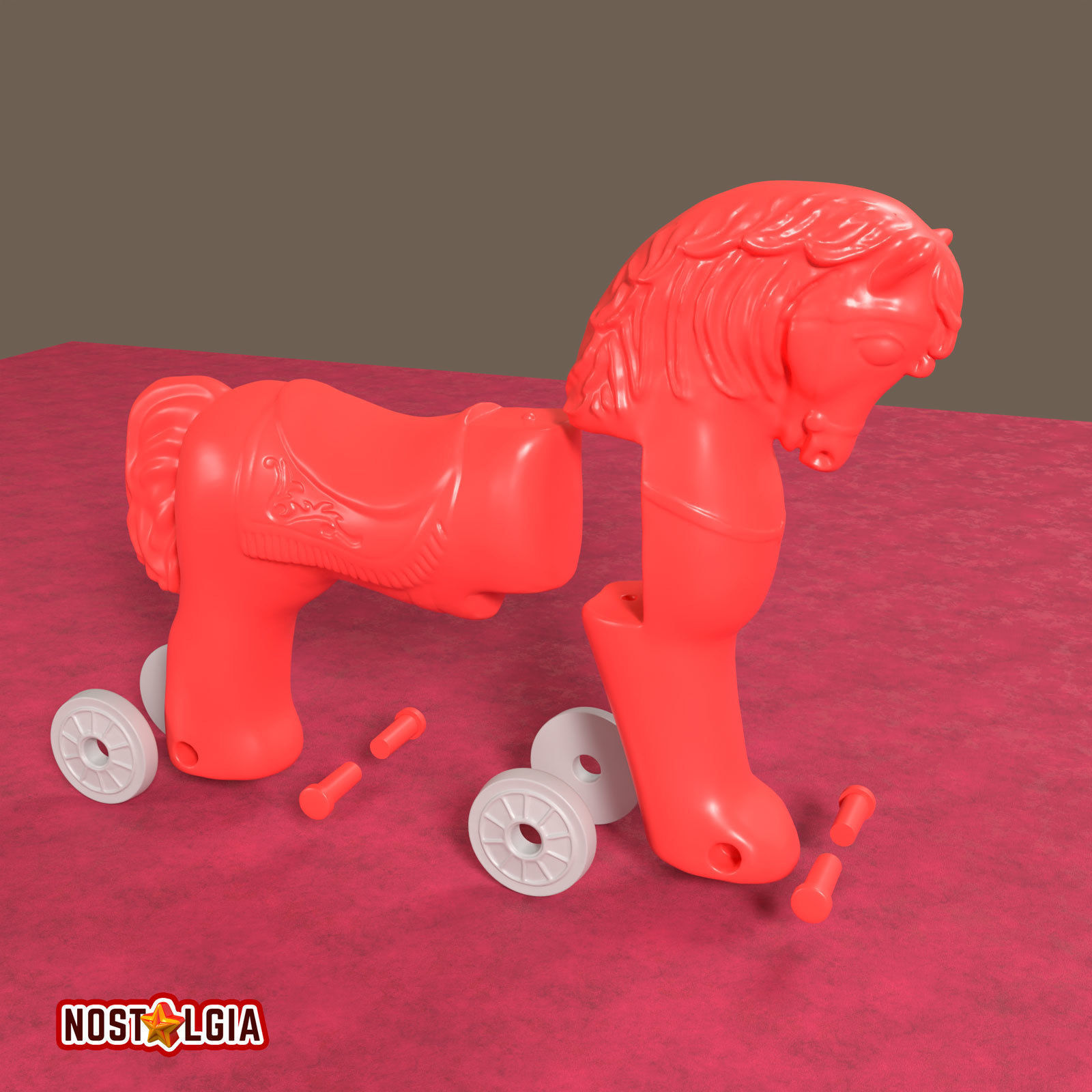 Articulated Vintage Horse on Wheels Toy 3D print model_4