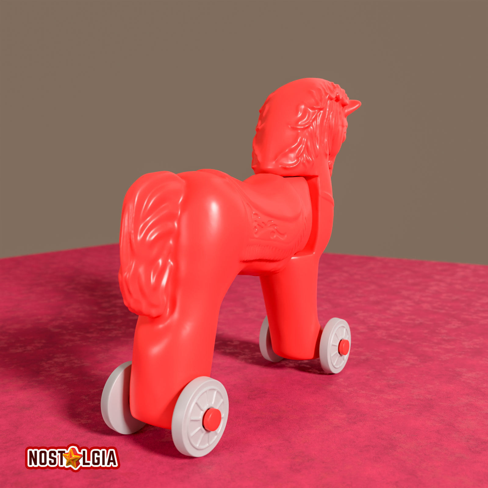 Articulated Vintage Horse on Wheels Toy 3D print model_2