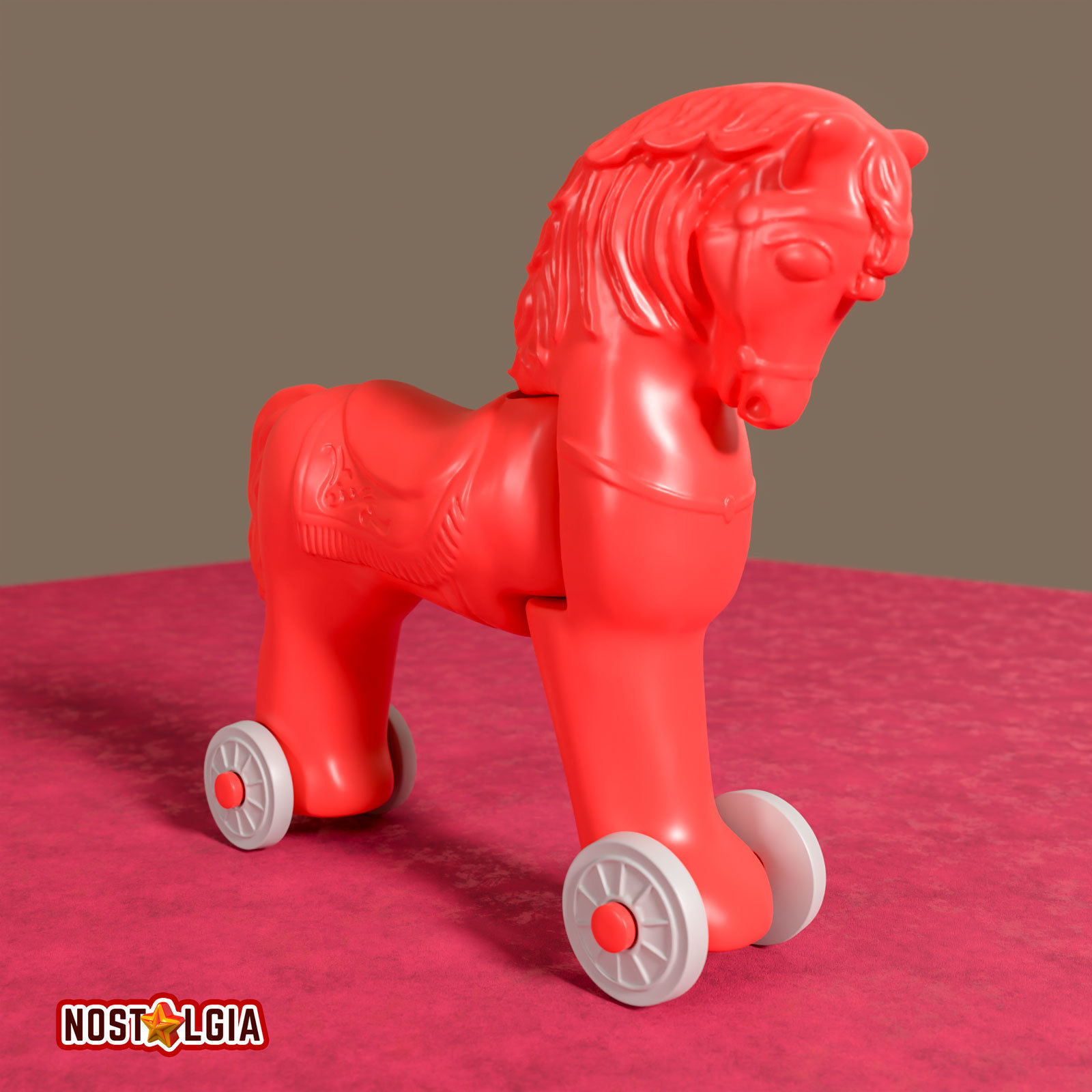 Articulated Vintage Horse on Wheels Toy 3D print model_1